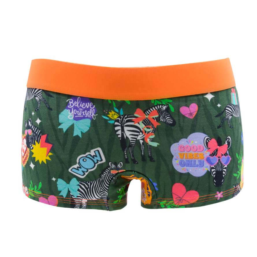 Panty Good Vibes green forest - Zebras, Blumen und Sticker