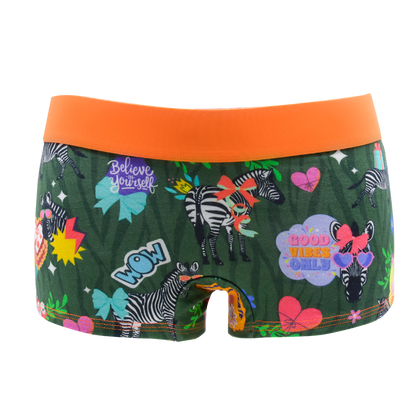 Panty Good Vibes green forest - Zebras, Blumen und Sticker
