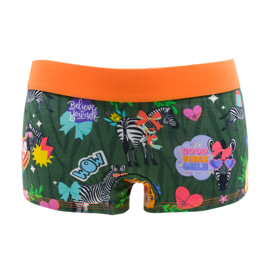 Panty Good Vibes green forest - Zebras, Blumen und Sticker