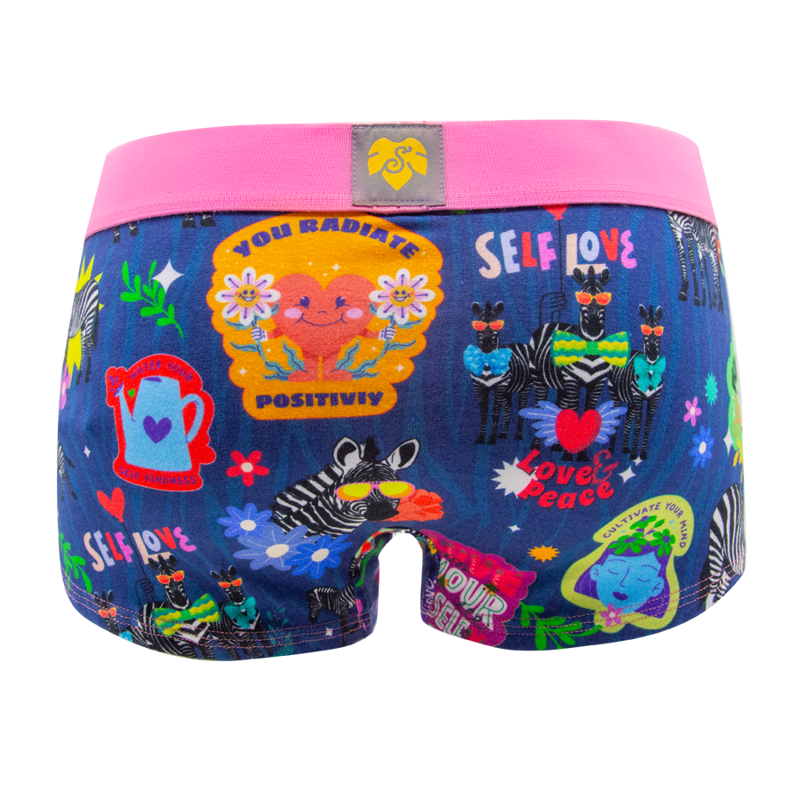 Panty Good Vibes midnight blue - Zebras, Blumen und Sticker