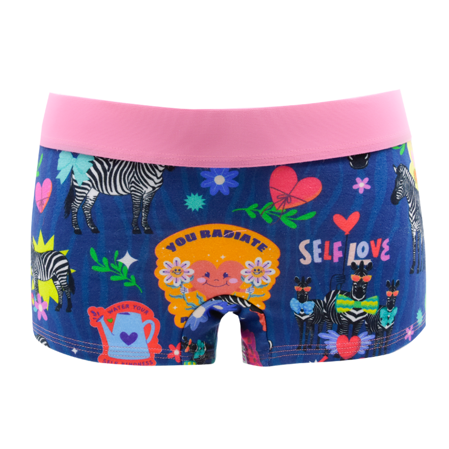 Panty Good Vibes midnight blue - Zebras, Blumen und Sticker