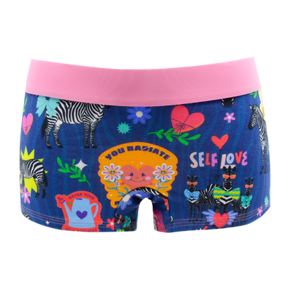 Panty Good Vibes midnight blue - Zebras, Blumen und Sticker