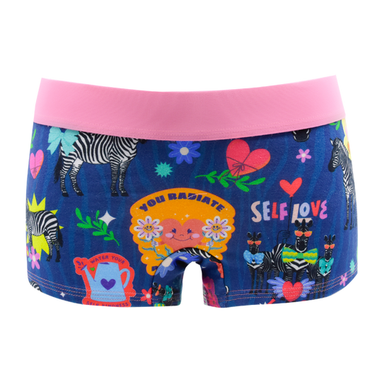 Panty Good Vibes midnight blue - Zebras, Blumen und Sticker