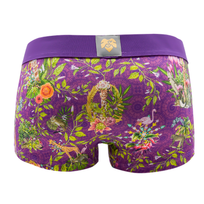 Panty African Spirit lilac von hinten – Tiere und Pflanzen auf Lila, lila Bund