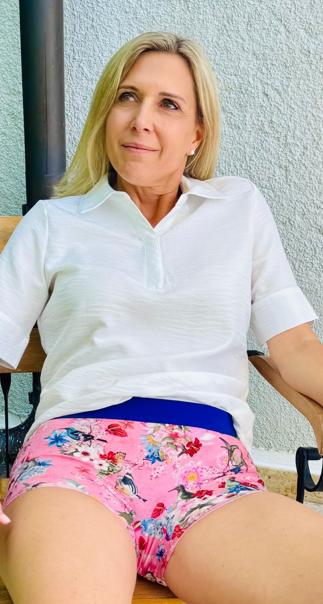 Schockhöschen Panty PiepShow Rosa Lifestyle — Vogel-Blüten-Print auf Rosa, 95% Baumwolle fair genäht, Größen XS bis 4XL